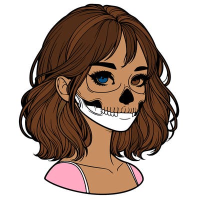 realistic girl with skull