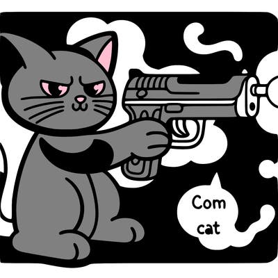 cat shooting a gun