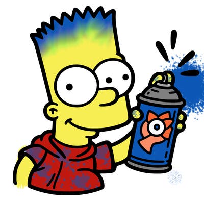 bart with a spray can
