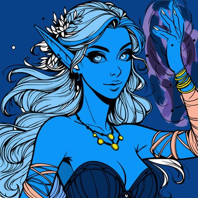 realistic elven woman glow magic wild chaos