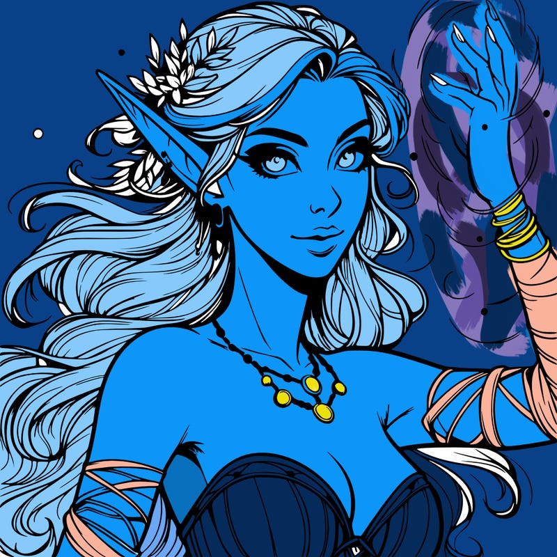 realistic elven woman glow magic wild chaos