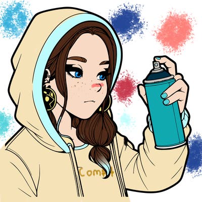 a realistic girl, spray painting