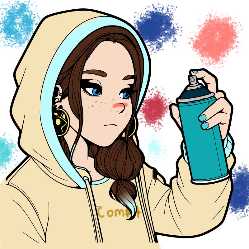 a realistic girl, spray painting