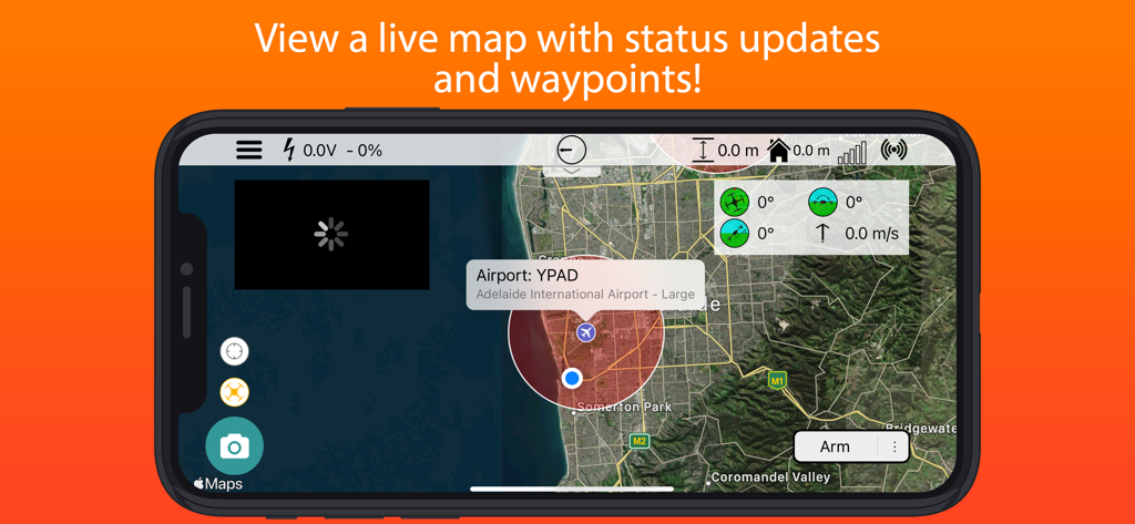 SidePilot ground station interface showing live drone map and telemetry data
