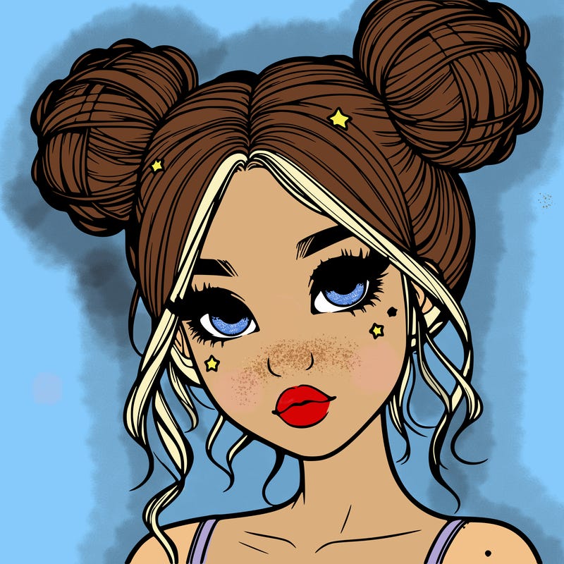 realistic girl with space buns