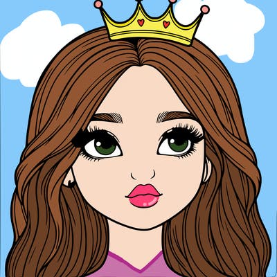 a realistic girl with a crown on