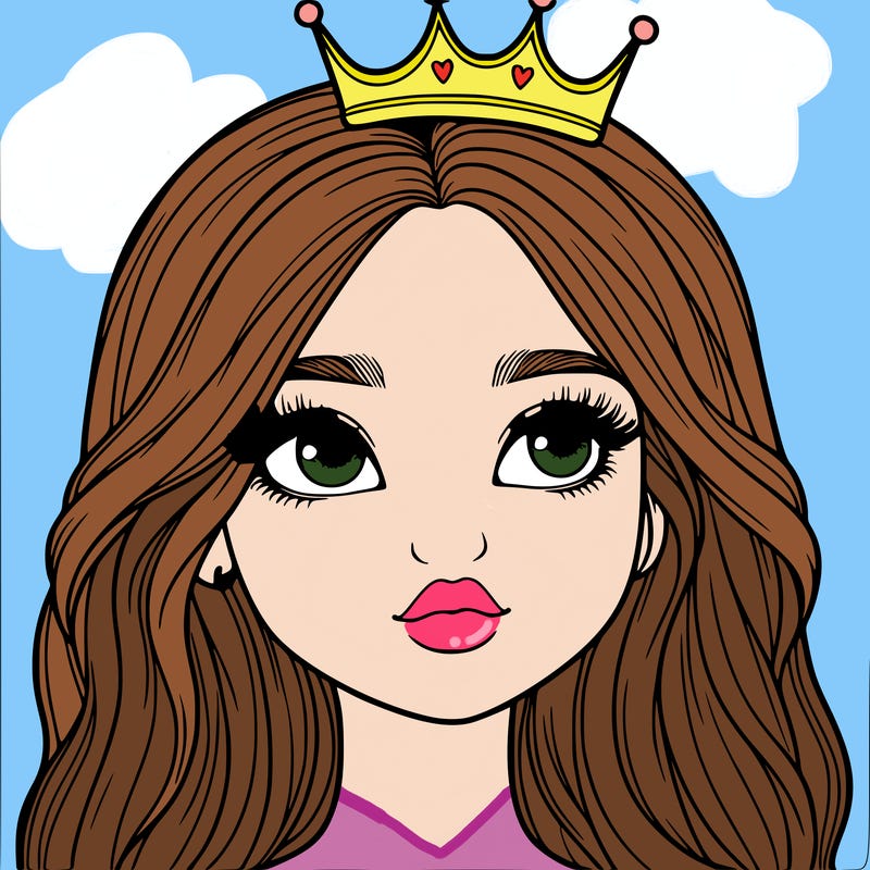 a realistic girl with a crown on