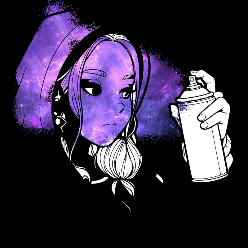 a realistic girl, spray painting