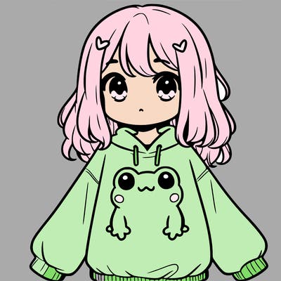 girl wearing frogging sweatshirt