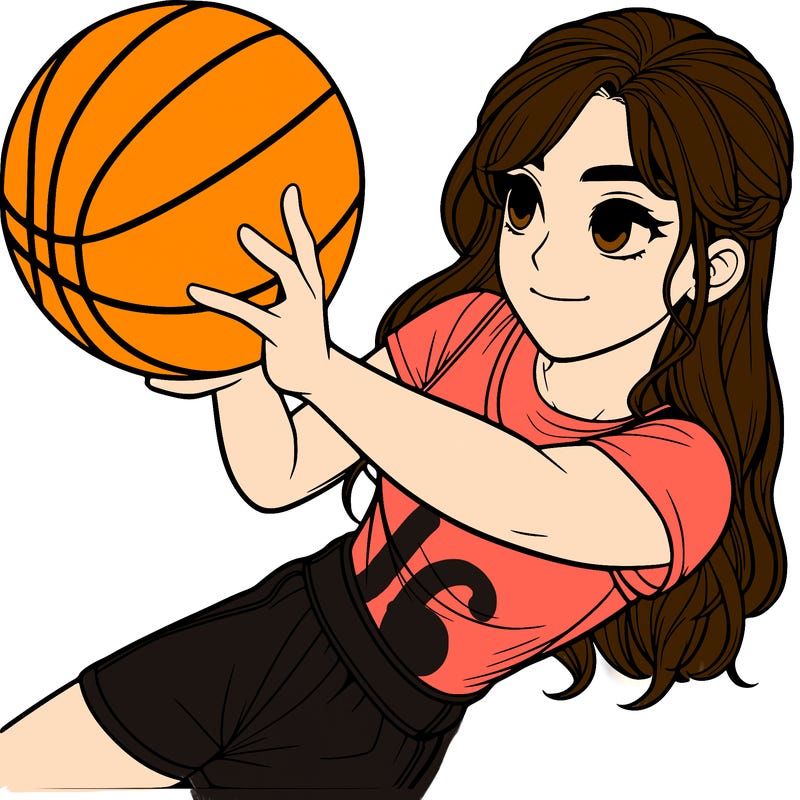 realistic girl playing basketball
