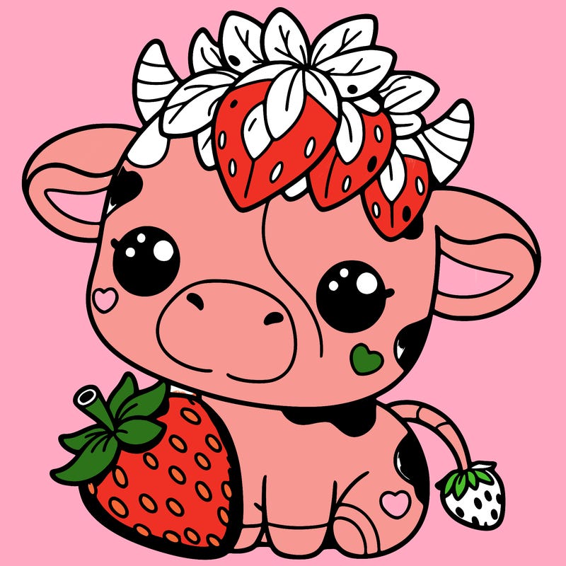 cute strawberry cow