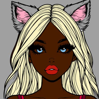 realistic girl with fox ears and realistic lips