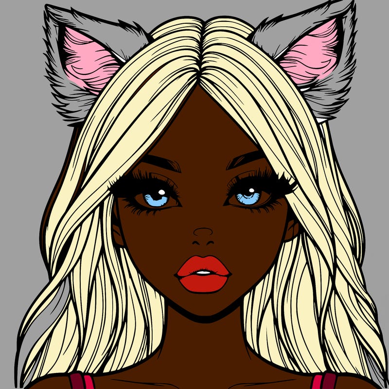 realistic girl with fox ears and realistic lips