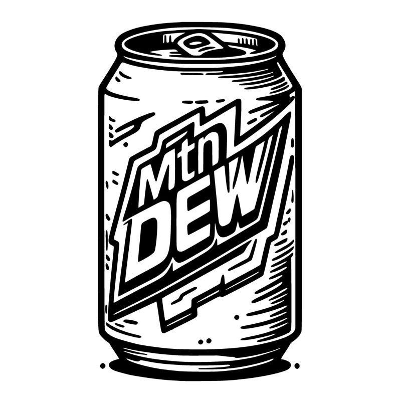 a can that says mtn dew