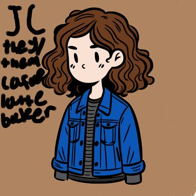 girl with jean jacket and curly hair