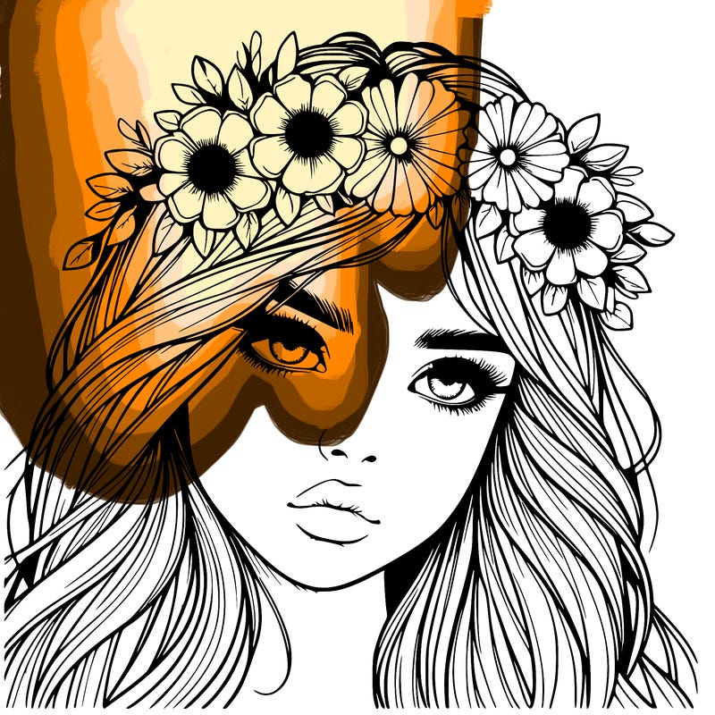 realistic girl with flowers crown
