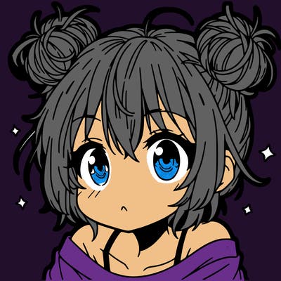 a manga girl with messy small buns