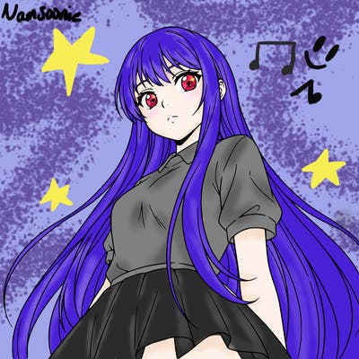 anime girl with long hair and big eyes