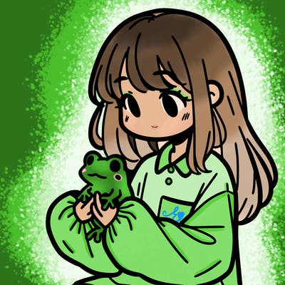 girl with long hair and a oversized shirt. and she is holding a frog