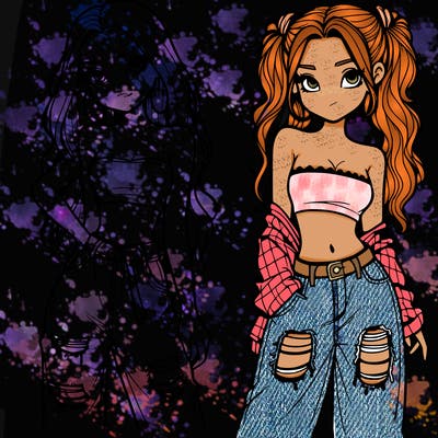 2 girls in crop tops and baggy jeans ripped