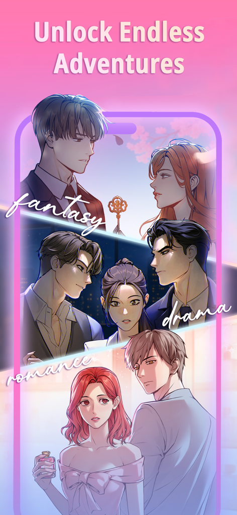 Unfolded: Webtoon Stories - Characters from fantasy drama and romance stories in Unfolded Webtoon app