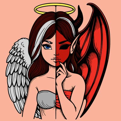 realistic angel half demon