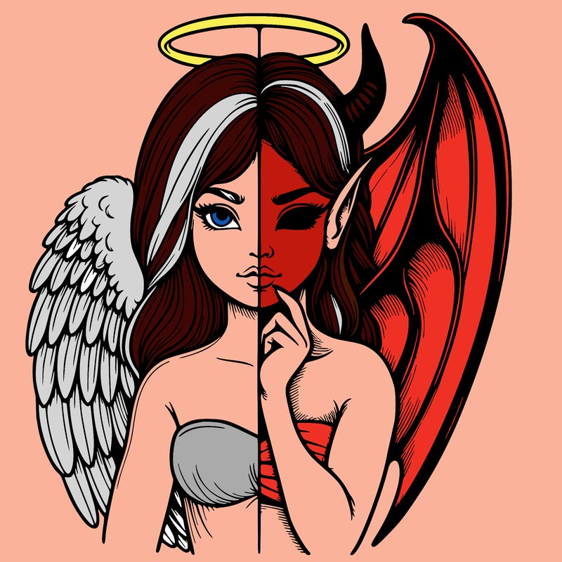 realistic angel half demon