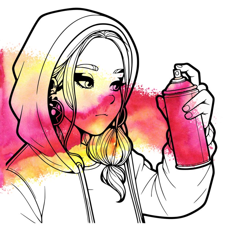a realistic girl, spray painting