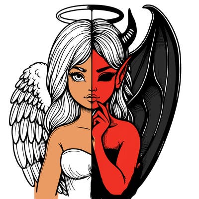 realistic angel half demon