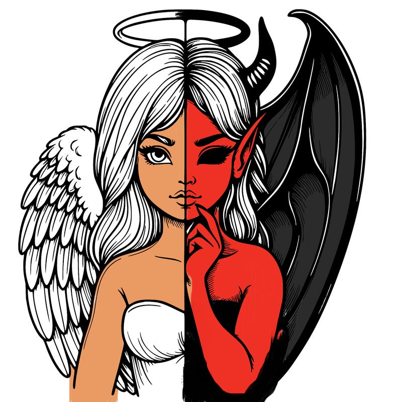 realistic angel half demon