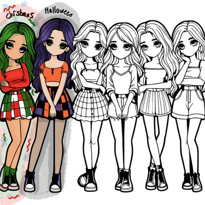 a group of girls realistic