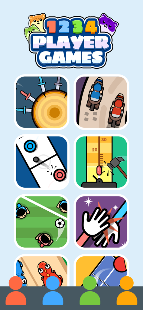 1 2 3 4 Player Games - Battle - Colección de minijuegos multijugador locales para niños que incluyen carreras de fútbol y puzles