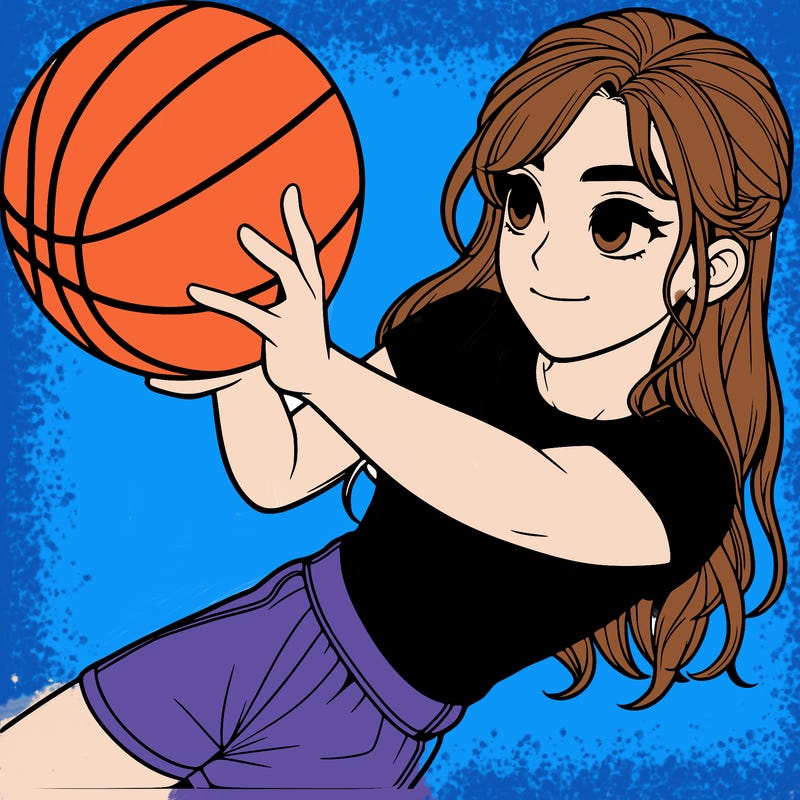 realistic girl playing basketball