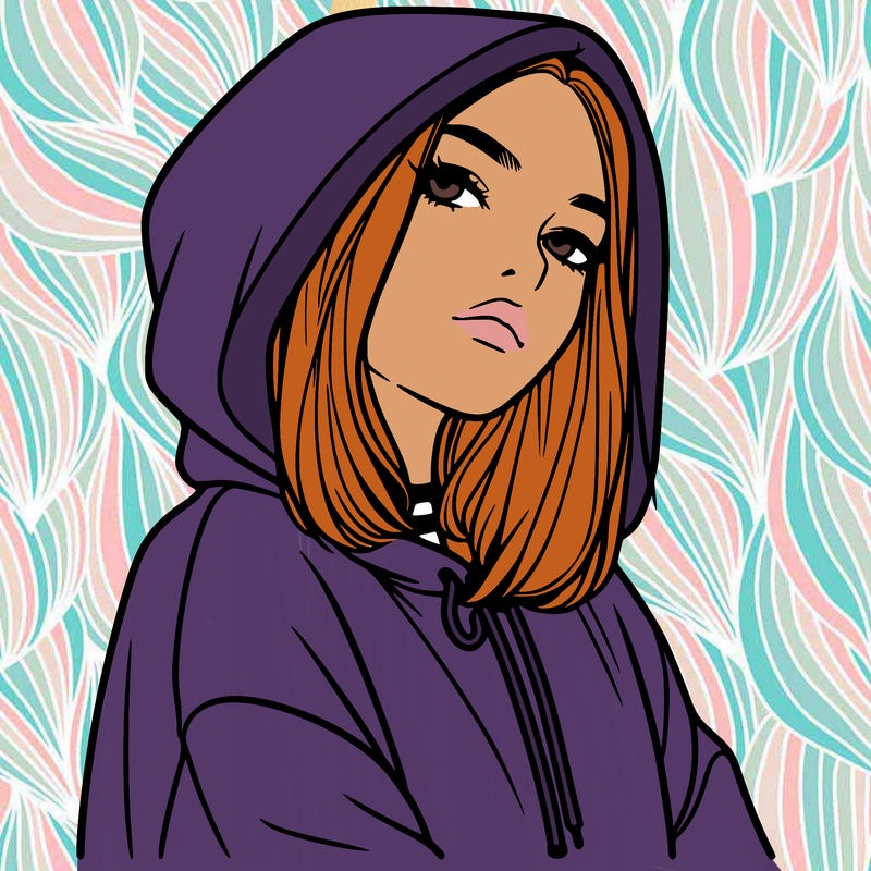 a realistic girl in a hoodie