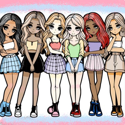 a group of girls realistic