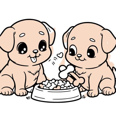 puppies are eating