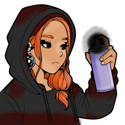 a realistic girl, spray painting