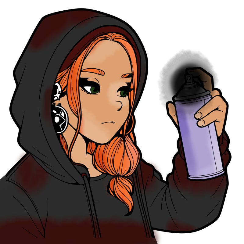 a realistic girl, spray painting
