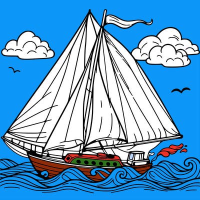 sailingboat in lineart