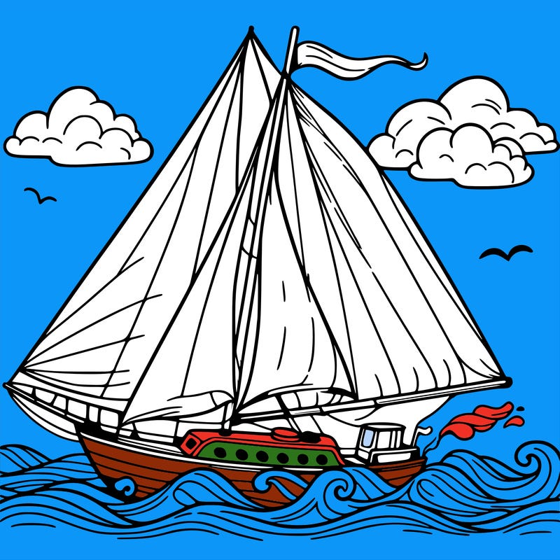 sailingboat in lineart