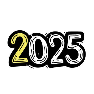 one line scrawled numbers sketch design “2025”