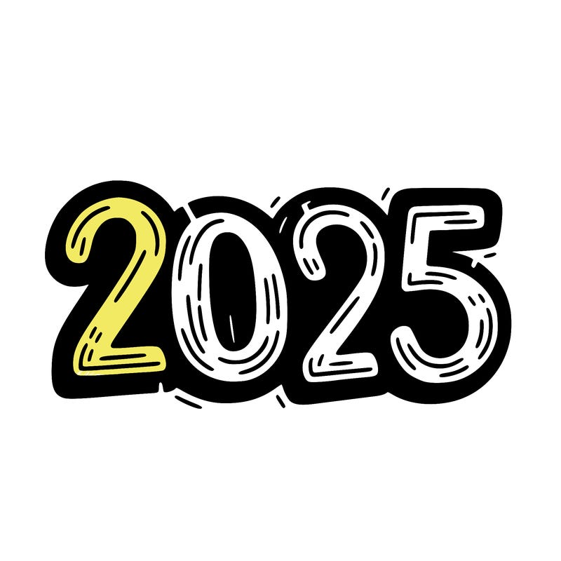 one line scrawled numbers sketch design “2025”