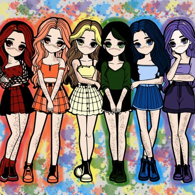 a group of girls realistic