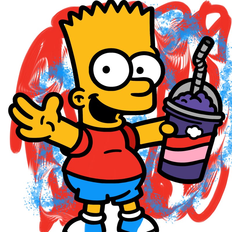 bart with a slushy