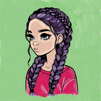 realistic girl with braids