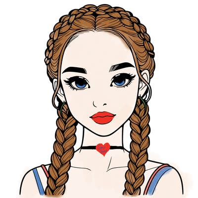 realistic girl with braids