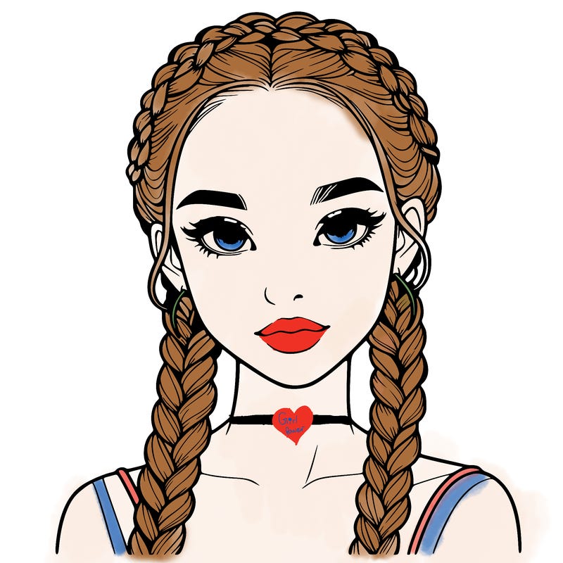 realistic girl with braids