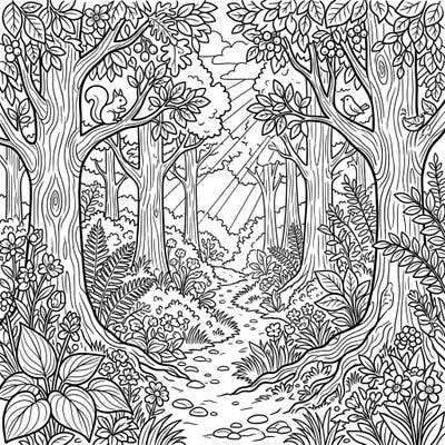 Discover the tranquility of a summer forest with this beautifully designed coloring page. Crafted with clear outlines and mature themes, it's perfect for seniors seeking a relaxing and engaging artistic activity.
