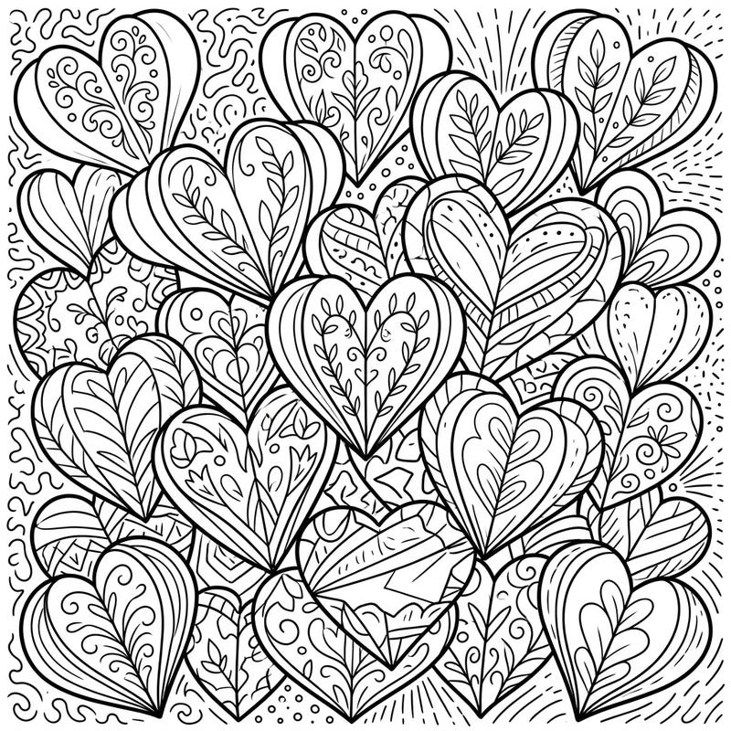 Unwind with our delightful paper hearts coloring page, thoughtfully designed for seniors. Its large print and clear lines offer a soothing and accessible creative experience.