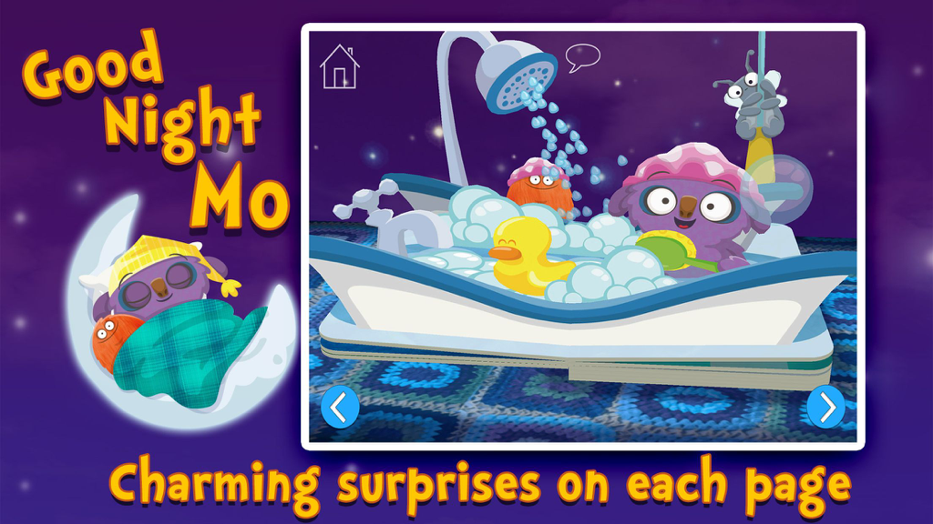 Interactive 3D bath scene from Goodnight Mo bedtime book app